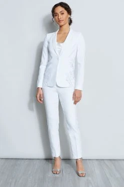 Elie Tahari Lace Insert Linen Jacket Jackets & Blazers