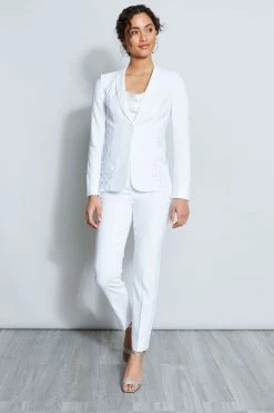 Elie Tahari Lace Insert Linen Jacket Jackets & Blazers