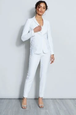 Elie Tahari Lace Insert Linen Jacket Jackets & Blazers