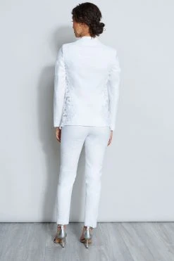 Elie Tahari Lace Insert Linen Jacket Jackets & Blazers