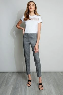 Elie Tahari Slim Fit Linen Pant Pants