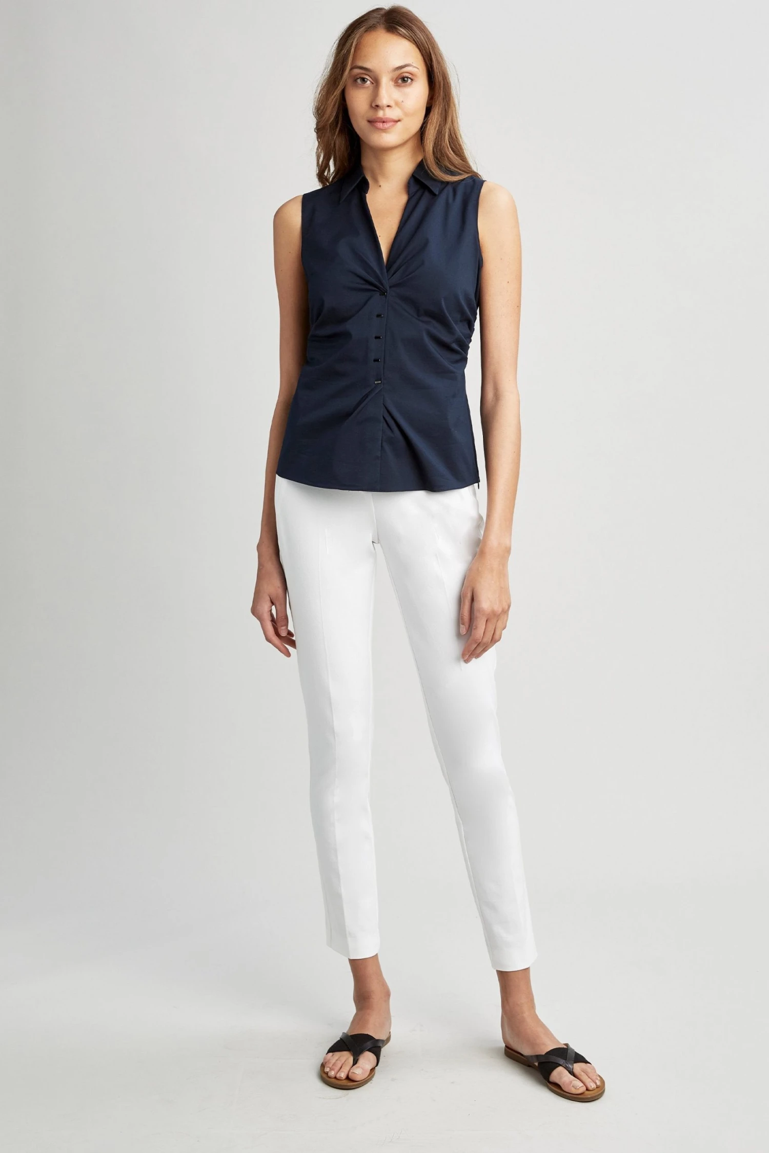 Elie Tahari Sleeveless Ruched Shirt 4 Elie Tahari Sleeveless Ruched Shirt