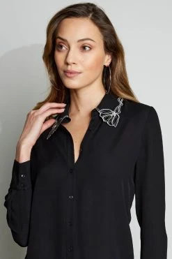 Elie Tahari Tops Embroidered Collar Shirt
