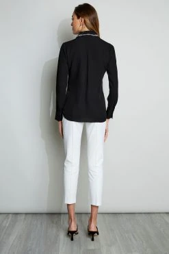 Elie Tahari Tops Embroidered Collar Shirt