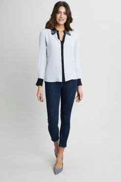 Elie Tahari Embroidered Collar Shirt Tops 11 Elie Tahari Embroidered Collar Shirt Tops