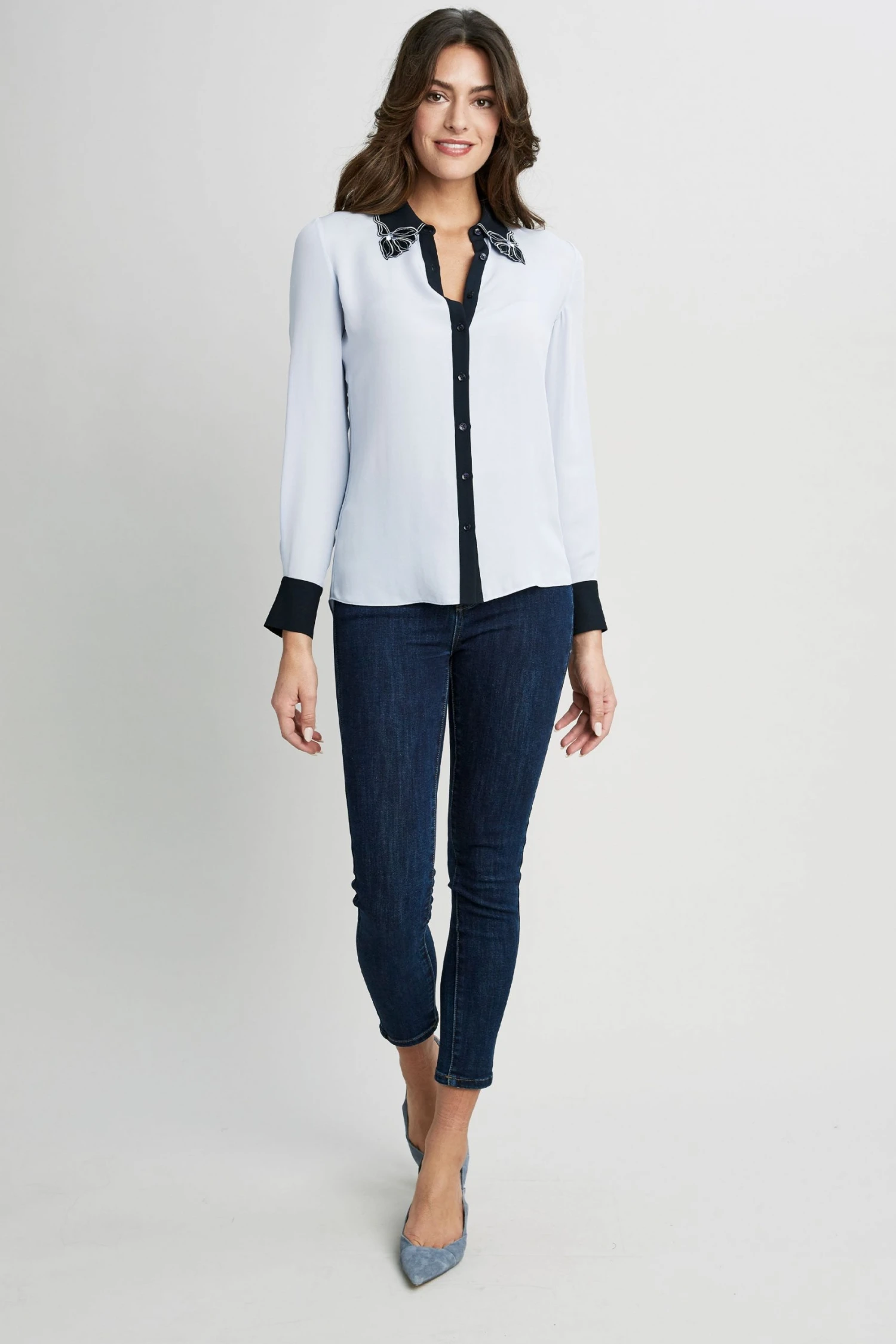 Elie Tahari Embroidered Collar Shirt Tops 7 Elie Tahari Embroidered Collar Shirt Tops