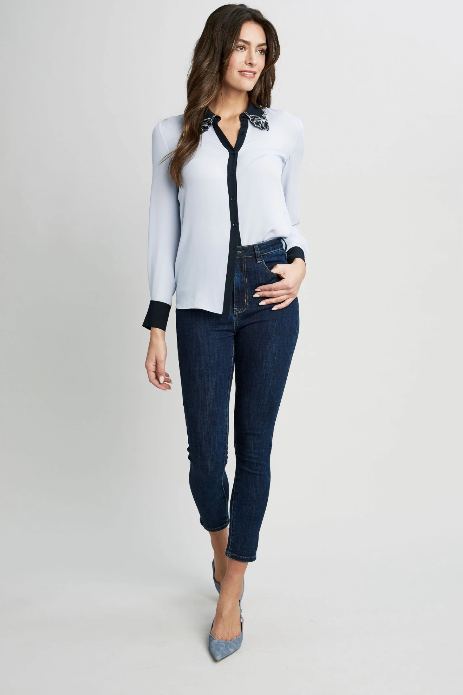 Elie Tahari Embroidered Collar Shirt Tops 5 Elie Tahari Embroidered Collar Shirt Tops