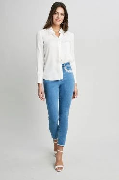 Elie Tahari Embroidered Collar Shirt