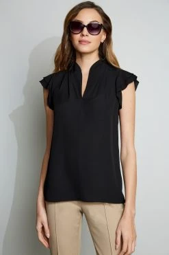 Elie Tahari Tops Flutter Sleeve Shirt