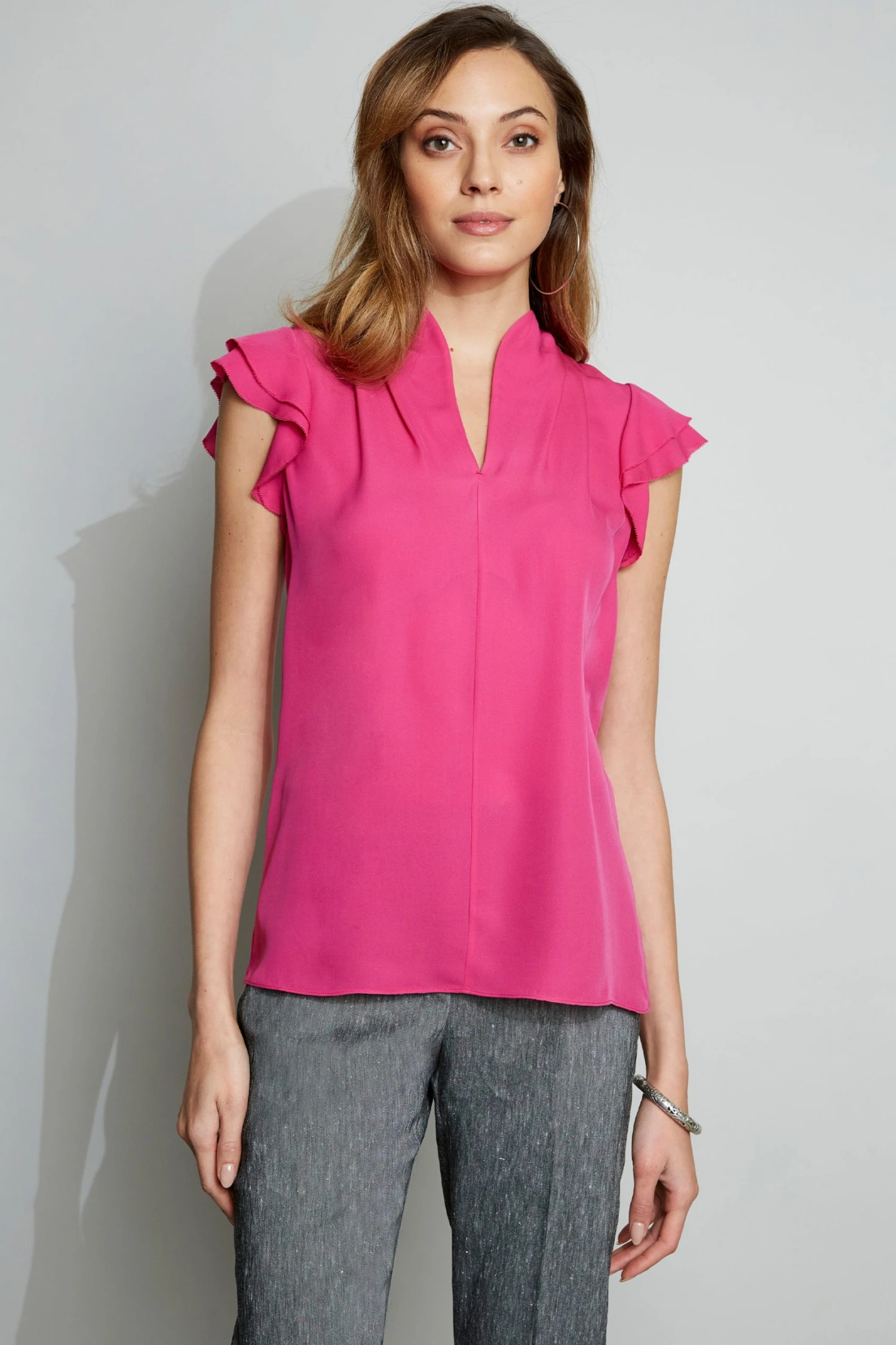 Elie Tahari Flutter Sleeve Shirt 3 Elie Tahari Flutter Sleeve Shirt