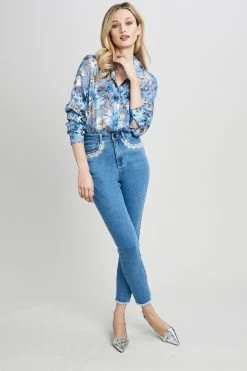 Elie Tahari Embroidered Jean Pants