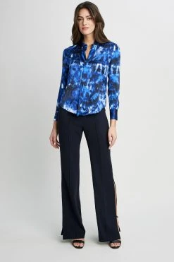 Elie Tahari Shibori Silk Satin Shirt Tops