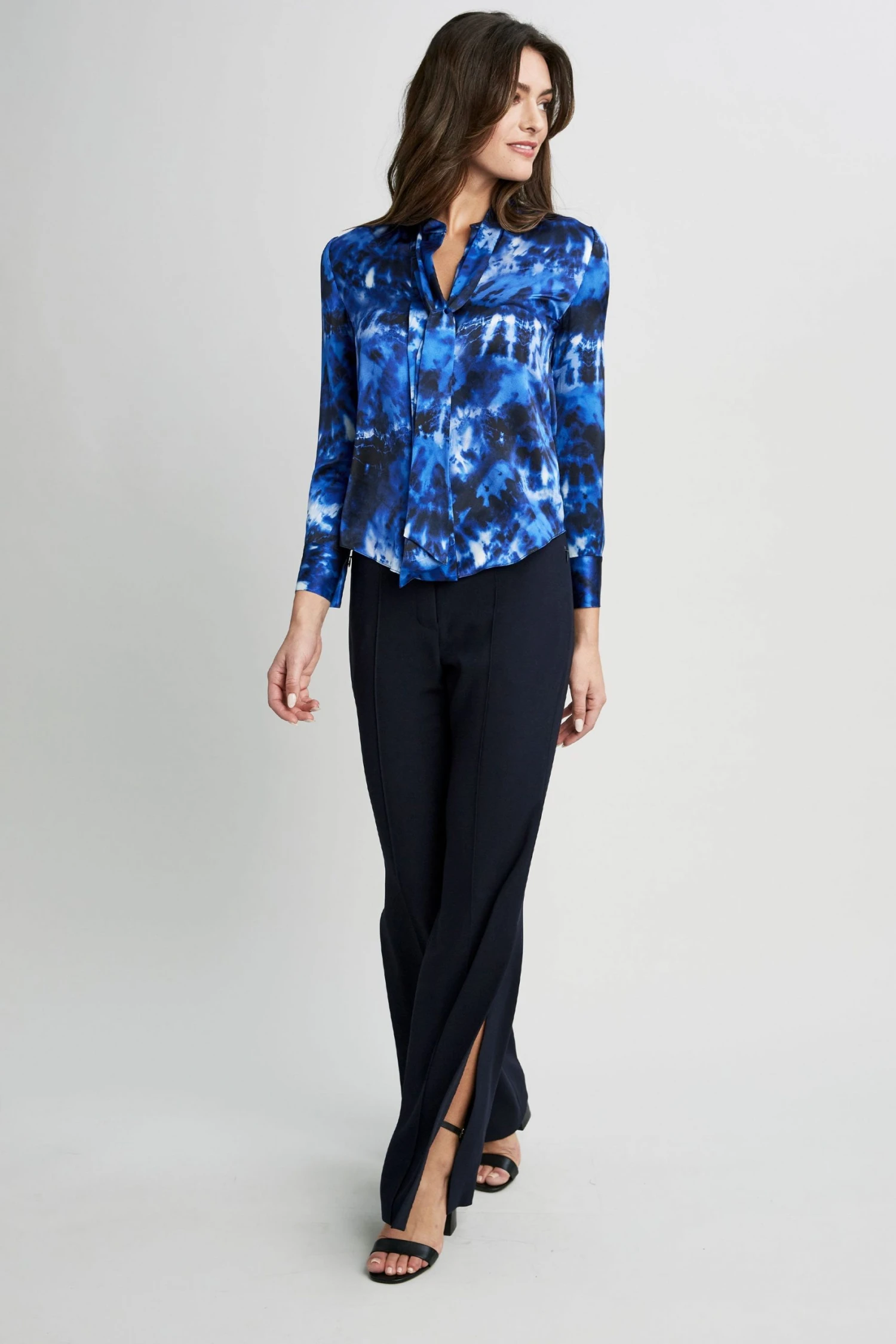 Elie Tahari Shibori Silk Satin Shirt Tops 6 Elie Tahari Shibori Silk Satin Shirt Tops