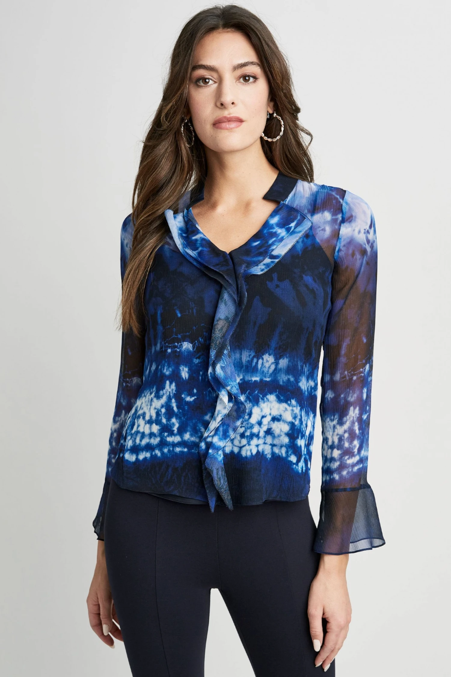 Elie Tahari Tops Shibori Silk Crinkle Shirt 3 Elie Tahari Tops Shibori Silk Crinkle Shirt
