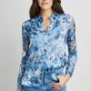 Elie Tahari Floral Satin Burnout Shirt Tops 1 Elie Tahari Floral Satin Burnout Shirt Tops