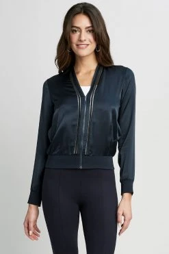 Elie Tahari Jackets & Blazers Silk Satin Bomber Jacket