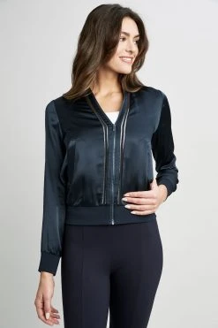 Elie Tahari Jackets & Blazers Silk Satin Bomber Jacket