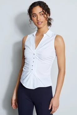 Elie Tahari Sleeveless Ruched Shirt Tops 8 Elie Tahari Sleeveless Ruched Shirt Tops