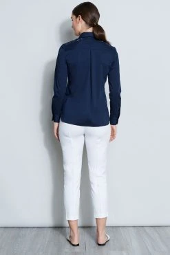 Elie Tahari Embroidered Shoulder Shirt 9 Elie Tahari Embroidered Shoulder Shirt