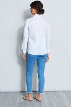 Elie Tahari Tops Embroidered Shoulder Shirt