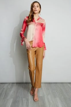 Elie Tahari Tops Illusion Satin Shirt