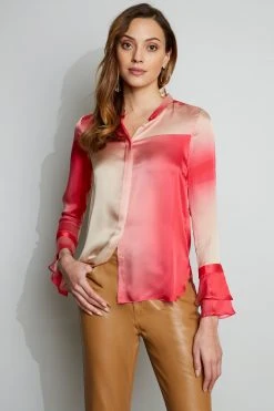 Elie Tahari Tops Illusion Satin Shirt