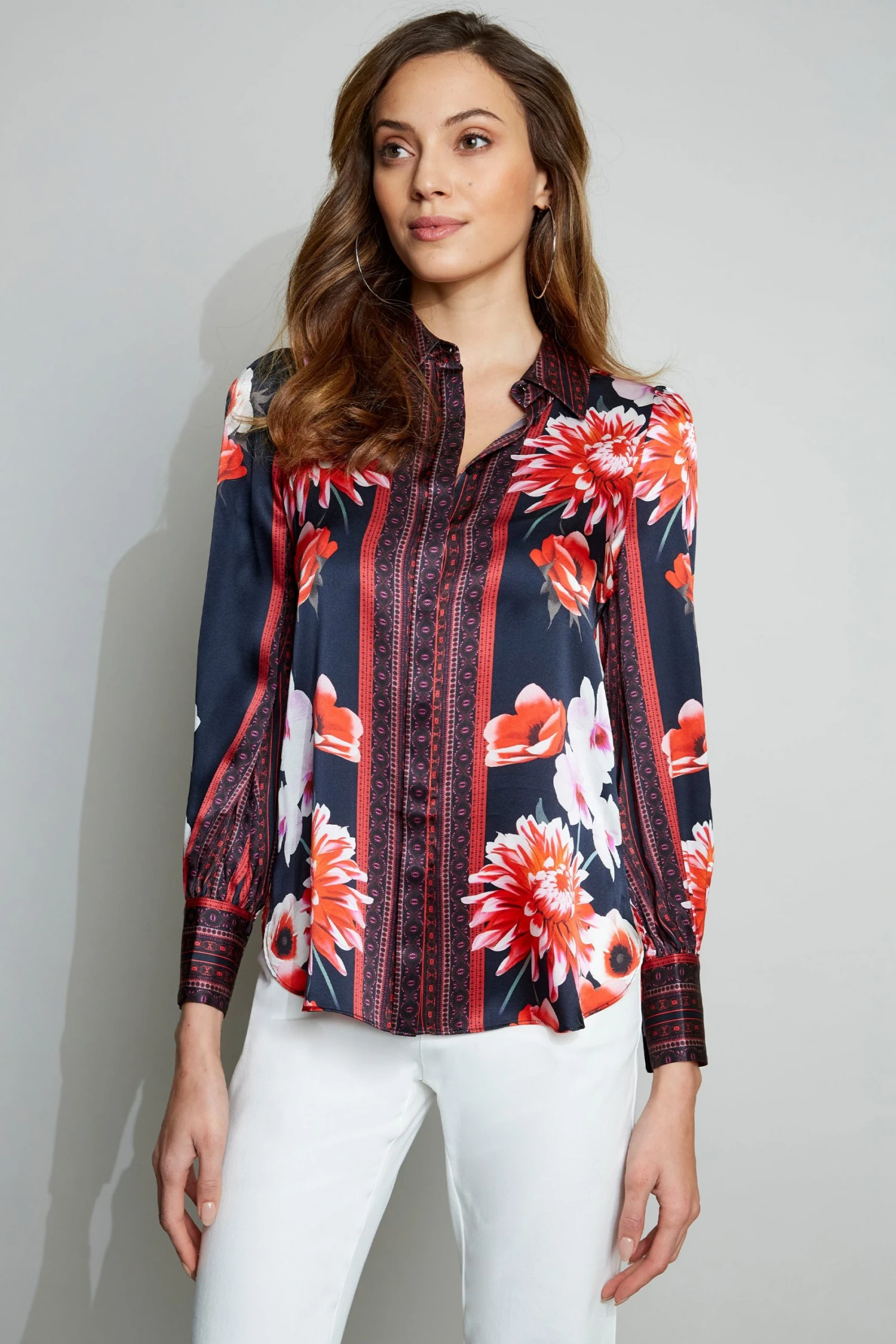 Elie Tahari Floral Scarf Shirt 6 Elie Tahari Floral Scarf Shirt