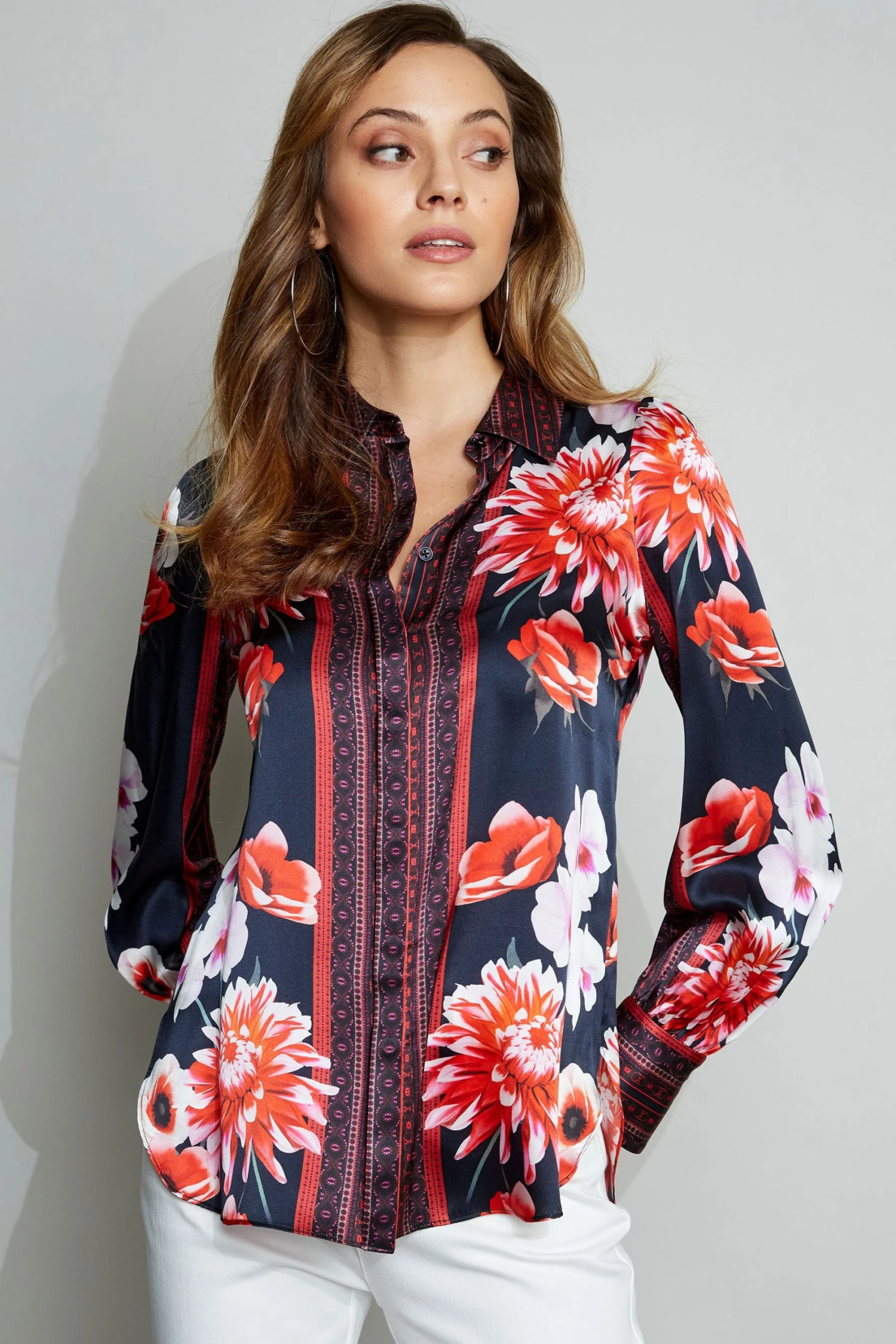 Elie Tahari Floral Scarf Shirt 5 Elie Tahari Floral Scarf Shirt