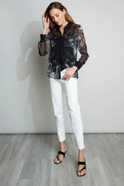 Elie Tahari Crinkle Galaxy Shirt Tops