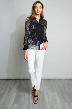 Elie Tahari Crinkle Galaxy Shirt Tops 10 Elie Tahari Crinkle Galaxy Shirt Tops