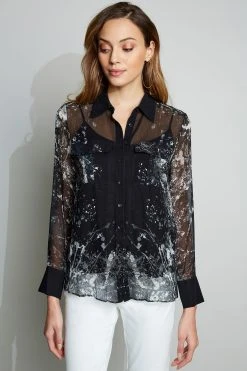 Elie Tahari Crinkle Galaxy Shirt Tops 9 Elie Tahari Crinkle Galaxy Shirt Tops