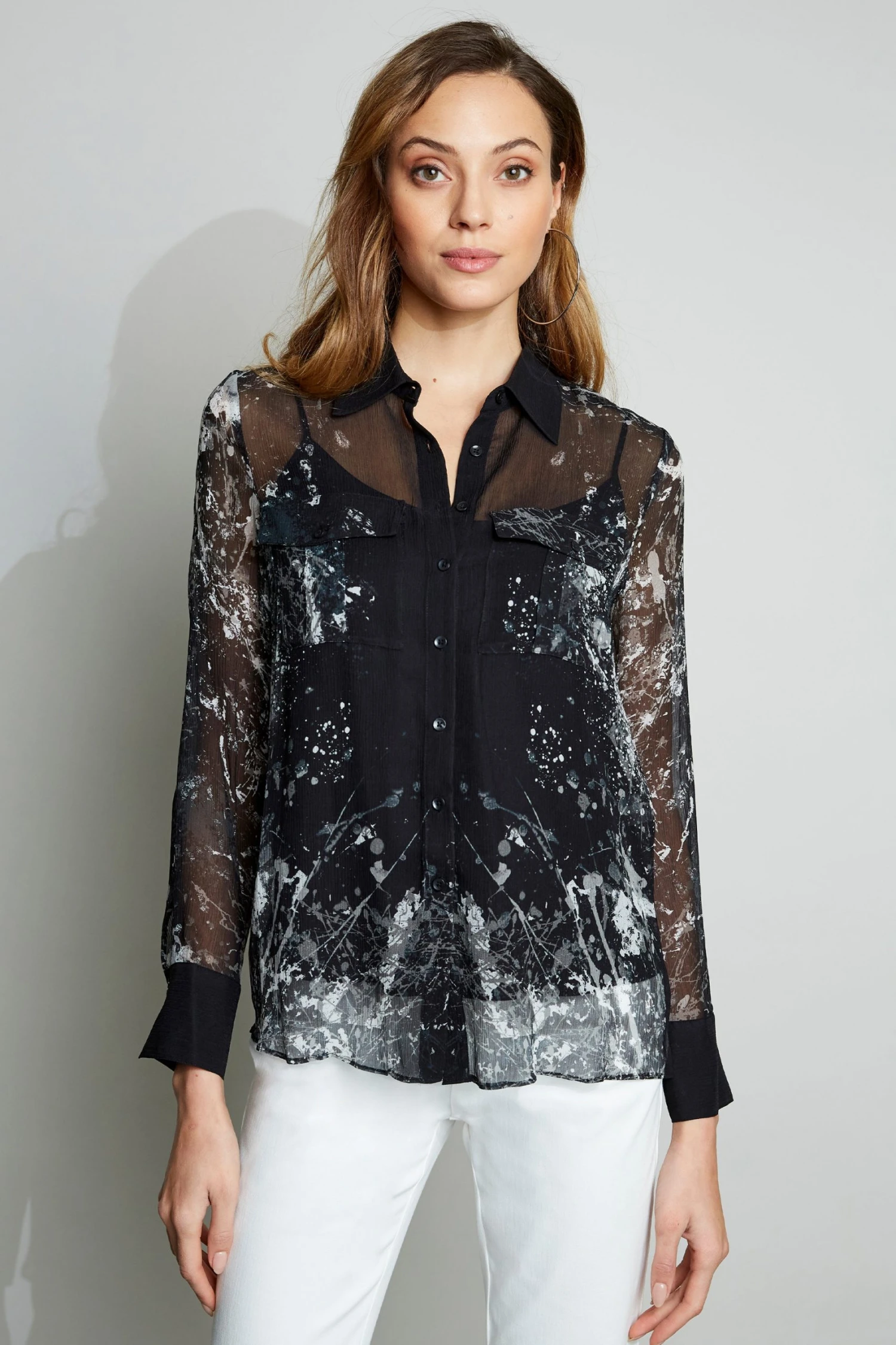 Elie Tahari Crinkle Galaxy Shirt Tops 7 Elie Tahari Crinkle Galaxy Shirt Tops