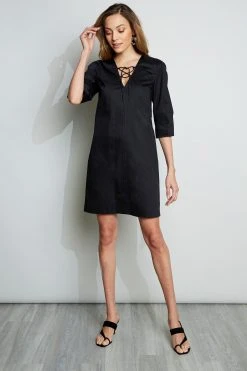 Elie Tahari Tie Up Poplin Dress