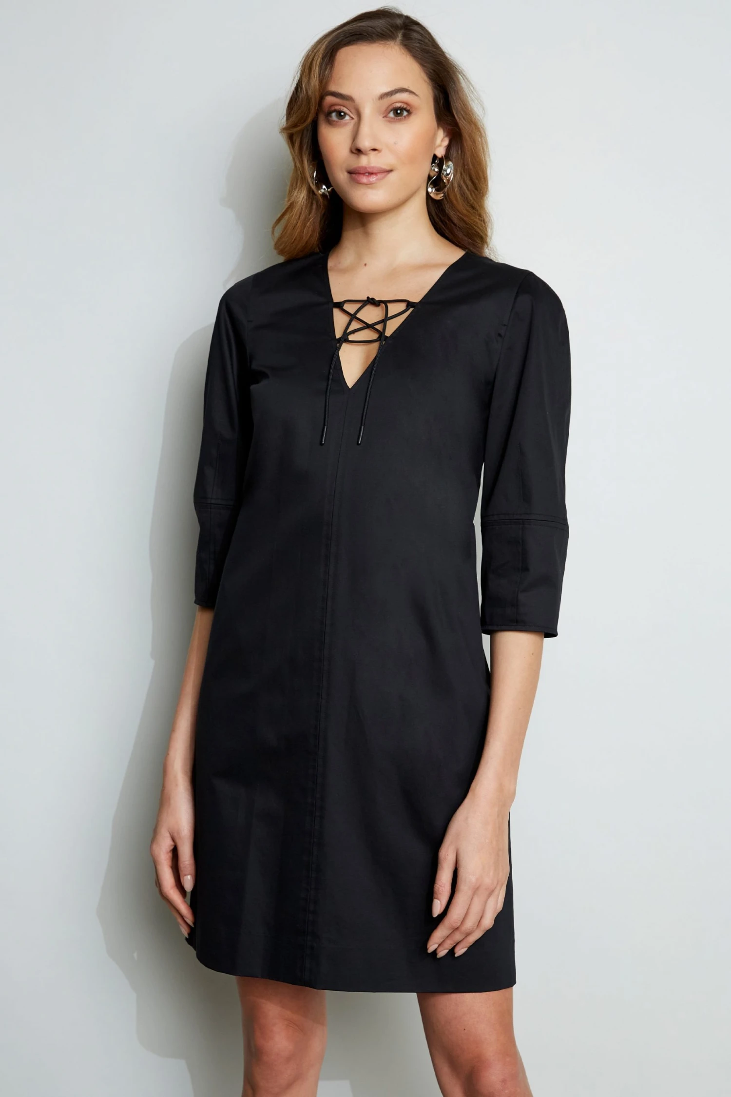Elie Tahari Tie Up Poplin Dress 4 Elie Tahari Tie Up Poplin Dress