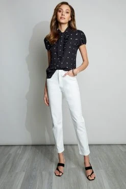 Elie Tahari Tops Dot Ruffle Shirt