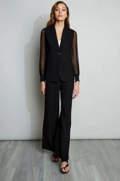 Elie Tahari Chiffon Sleeve Blazer