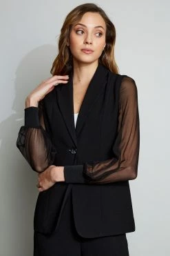 Elie Tahari Chiffon Sleeve Blazer