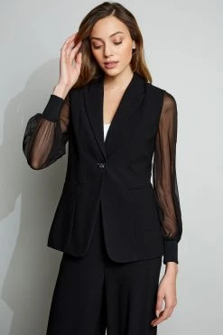 Elie Tahari Chiffon Sleeve Blazer