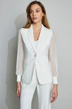 Elie Tahari Chiffon Sleeve Blazer Jackets & Blazers 12 Elie Tahari Chiffon Sleeve Blazer Jackets & Blazers