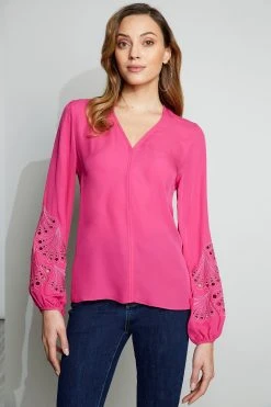 Elie Tahari Embroidered Long Sleeve Shirt