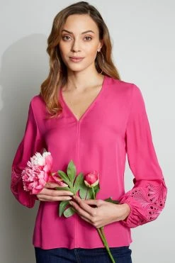 Elie Tahari Embroidered Long Sleeve Shirt 10 Elie Tahari Embroidered Long Sleeve Shirt