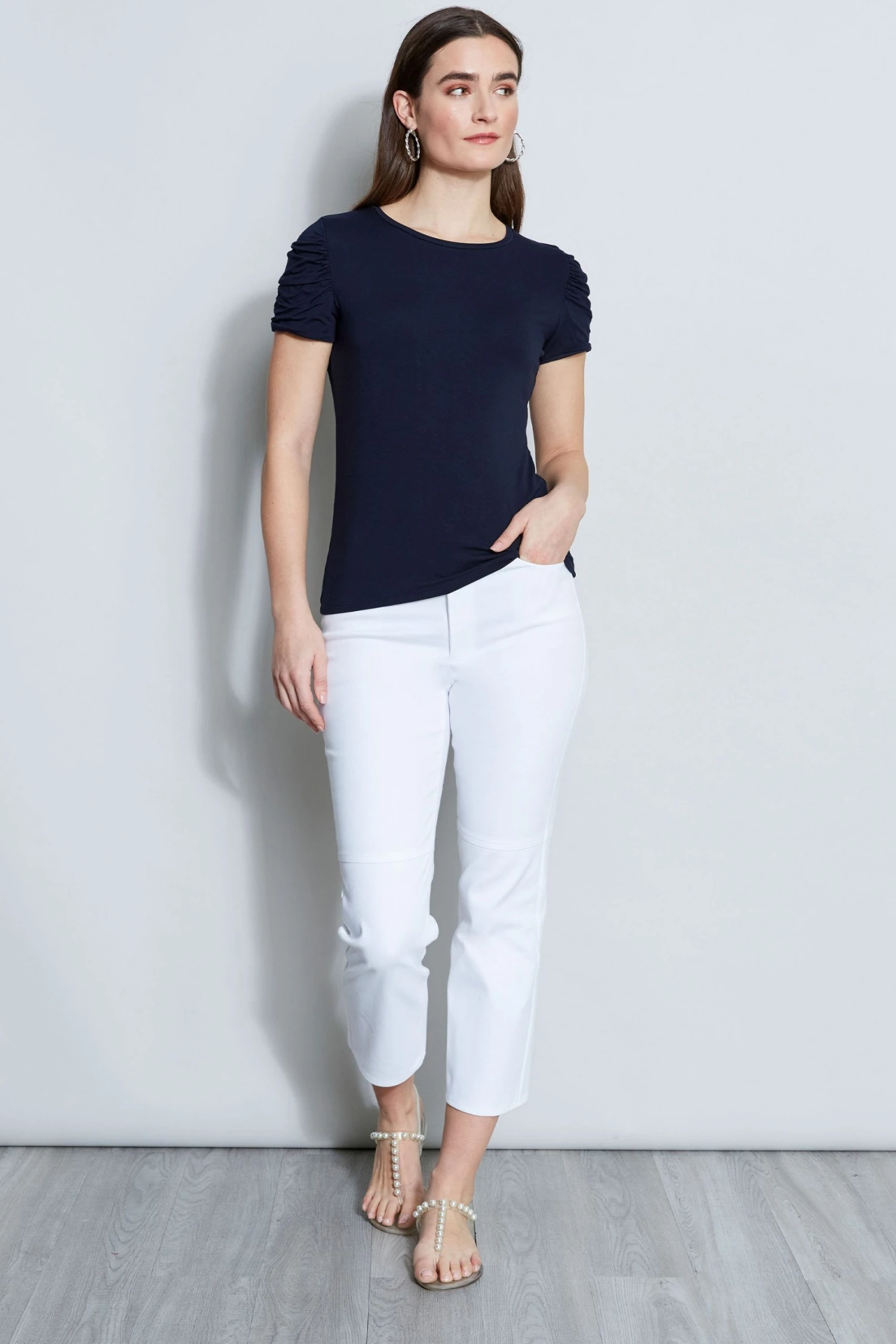 Elie Tahari Ruched Sleeve Knit 4 Elie Tahari Ruched Sleeve Knit