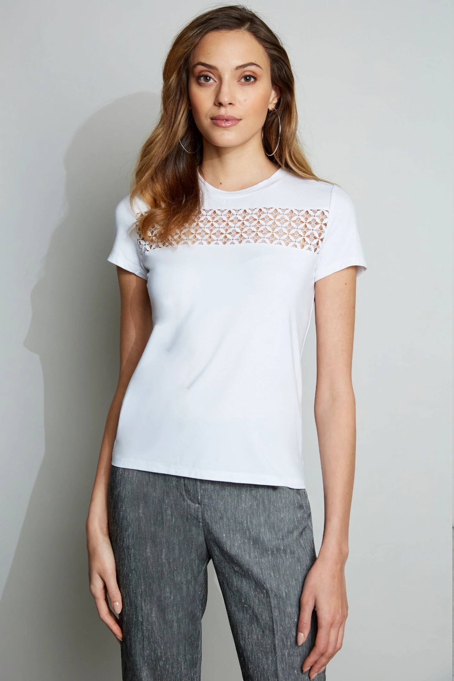 Elie Tahari Knits Lace Insert Tee 4 Elie Tahari Knits Lace Insert Tee