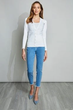 Elie Tahari Sweaters Lace Insert Cardigan