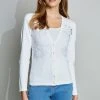 Elie Tahari Sweaters Lace Insert Cardigan
