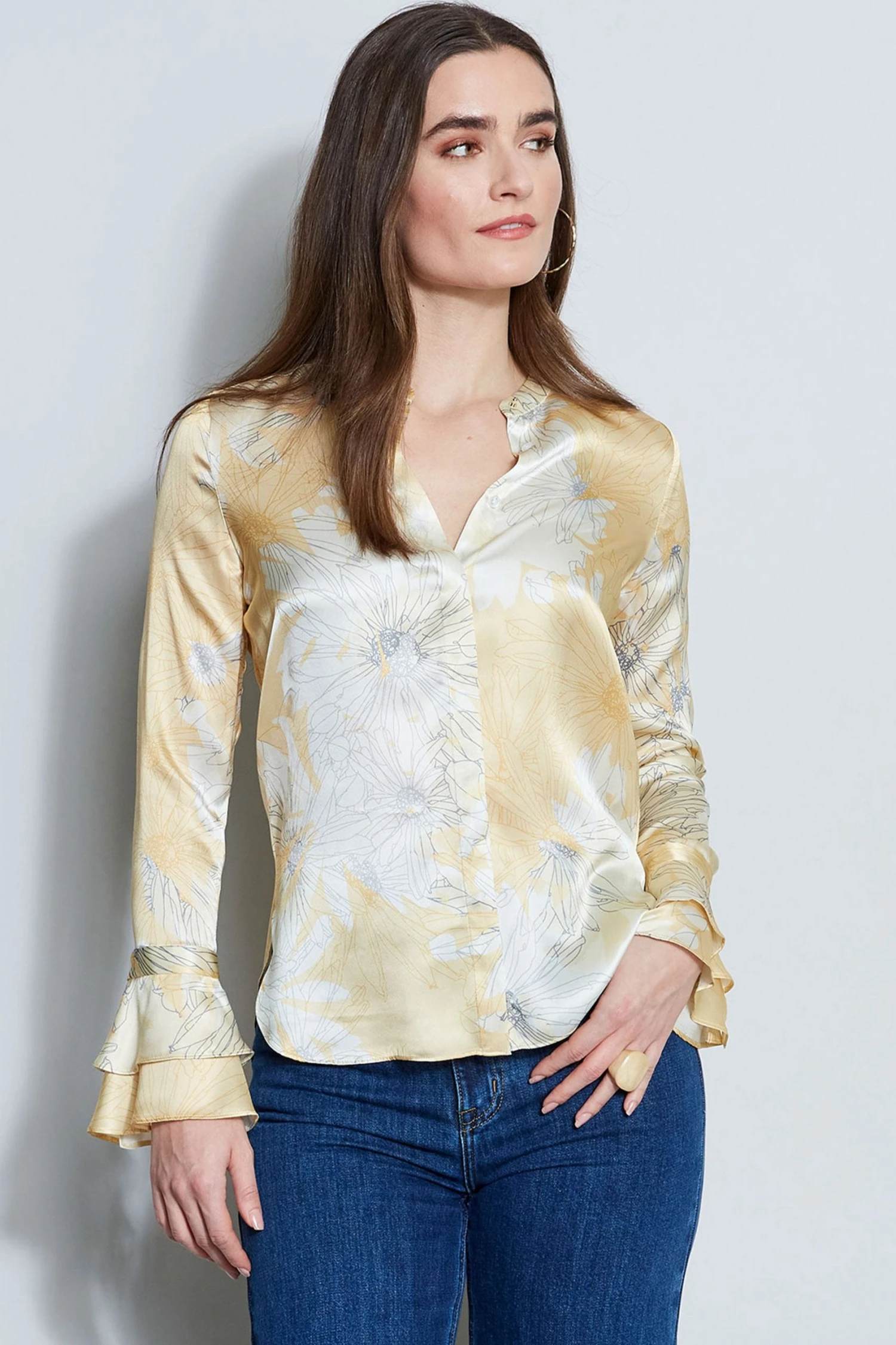 Elie Tahari Eclipse Silk Satin Shirt Tops 3 Elie Tahari Eclipse Silk Satin Shirt Tops