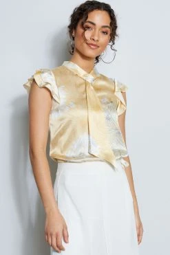 Elie Tahari Tops Eclipse Silk Flutter Tie Shirt
