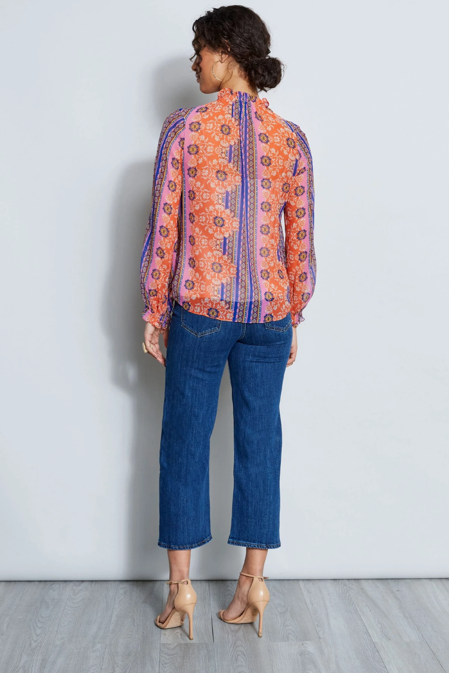 Elie Tahari Silk Crinkle Chiffon Bali Shirt Tops 6 Elie Tahari Silk Crinkle Chiffon Bali Shirt Tops