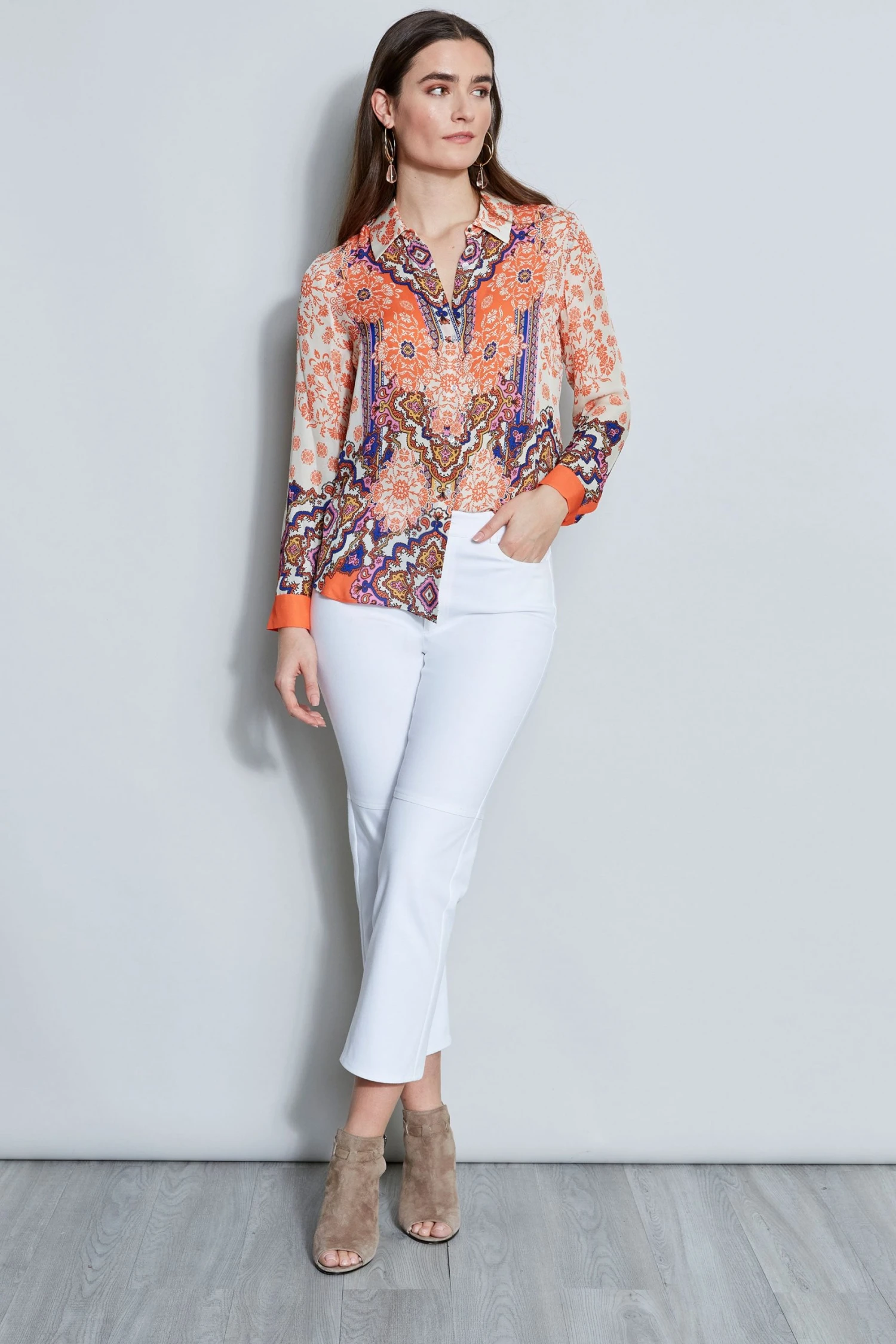 Elie Tahari Silk Georgette Bali Shirt 4 Elie Tahari Silk Georgette Bali Shirt