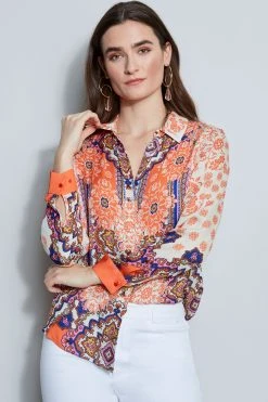 Elie Tahari Silk Georgette Bali Shirt 9 Elie Tahari Silk Georgette Bali Shirt